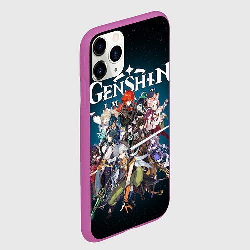 Чехол iPhone 11 Pro матовый GENSHIN IMPACT HEROES SPACE / 3D-Фиолетовый – фото 2