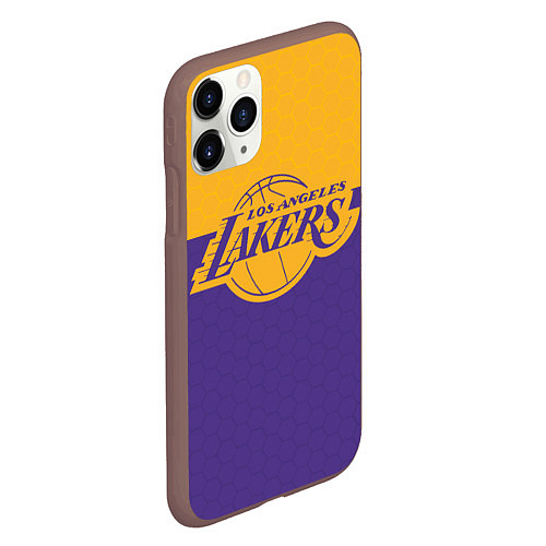 Чехол iPhone 11 Pro матовый LAKERS LINE HEXAGON SPORT / 3D-Коричневый – фото 2