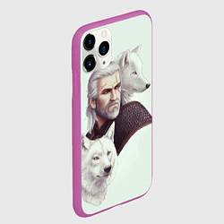 Чехол iPhone 11 Pro матовый Ведьмак и белые волки, цвет: 3D-фиолетовый — фото 2