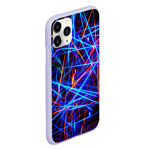 Чехол iPhone 11 Pro матовый NEON LINES Glowing Lines Effect / 3D-Светло-сиреневый – фото 2