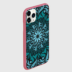 Чехол iPhone 11 Pro матовый Зеленая мандала, цвет: 3D-малиновый — фото 2