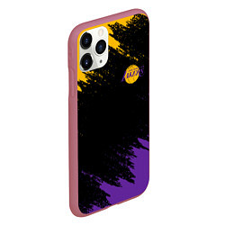 Чехол iPhone 11 Pro матовый LAKERS БРЫЗГИ КРАСОК, цвет: 3D-малиновый — фото 2