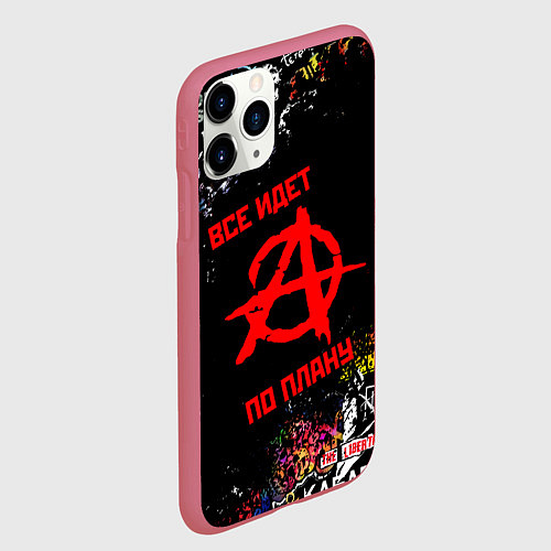 Чехол iPhone 11 Pro матовый ВСЁ ИДЁТ ПО ПЛАНУ ГРАЖДАНСКАЯ ОБОРОНА ЛОГО РОК ГРУ / 3D-Малиновый – фото 2