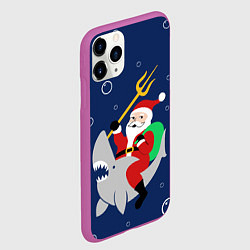 Чехол iPhone 11 Pro матовый САНТА КЛАУС НА АКУЛЕ SANTA, цвет: 3D-фиолетовый — фото 2