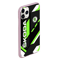 Чехол iPhone 11 Pro матовый ШКОДА ГЕОМЕТРИЯ ЛИНИИ SKODA GEOMETRY SPORT, цвет: 3D-розовый — фото 2