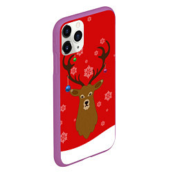 Чехол iPhone 11 Pro матовый Новогодний олень New Years Deer, цвет: 3D-фиолетовый — фото 2