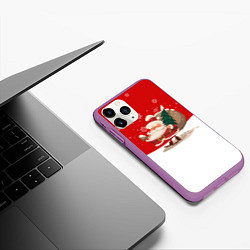 Чехол iPhone 11 Pro матовый Новогодний санта New Years Santa, цвет: 3D-фиолетовый — фото 2