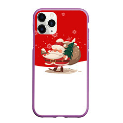 Чехол iPhone 11 Pro матовый Новогодний санта New Years Santa, цвет: 3D-фиолетовый