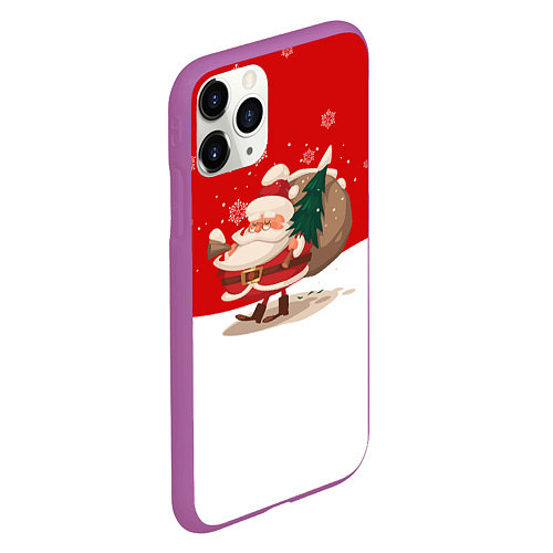 Чехол iPhone 11 Pro матовый Новогодний санта New Years Santa / 3D-Фиолетовый – фото 2