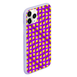 Чехол iPhone 11 Pro матовый Фиолетовый Фон с Желтыми Квадратами Иллюзия Движен, цвет: 3D-светло-сиреневый — фото 2