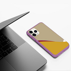 Чехол iPhone 11 Pro матовый Линии На бежевом Фоне, цвет: 3D-фиолетовый — фото 2