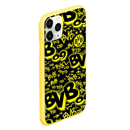 Чехол iPhone 11 Pro матовый BVB 09 - BORUSSIA Боруссия Дортмунд / 3D-Желтый – фото 2