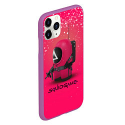 Чехол iPhone 11 Pro матовый Among Us x Squid Game, цвет: 3D-фиолетовый — фото 2