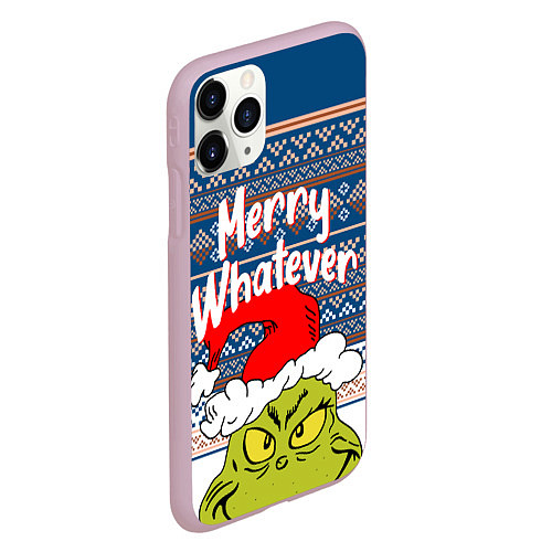 Чехол iPhone 11 Pro матовый MERRY WHATEVER GRINCH / 3D-Розовый – фото 2