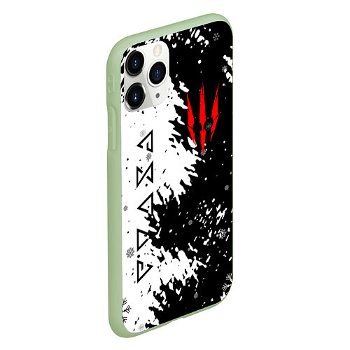 Чехол iPhone 11 Pro матовый THE WITCHER НОВОГОДНИЙ / 3D-Салатовый – фото 2