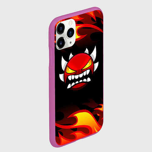 Чехол iPhone 11 Pro матовый Geometry Dash Fire / 3D-Фиолетовый – фото 2