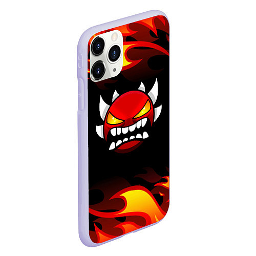 Чехол iPhone 11 Pro матовый Geometry Dash Fire / 3D-Светло-сиреневый – фото 2