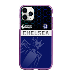Чехол iPhone 11 Pro матовый FC Chelsea London ФК Челси Лонон, цвет: 3D-фиолетовый