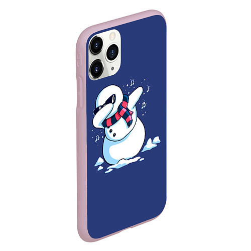 Чехол iPhone 11 Pro матовый Dab Snowman in a scarf / 3D-Розовый – фото 2