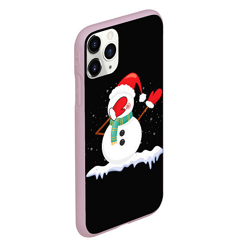 Чехол iPhone 11 Pro матовый Cartoon Dab Snowman / 3D-Розовый – фото 2