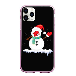 Чехол iPhone 11 Pro матовый Cartoon Dab Snowman, цвет: 3D-розовый