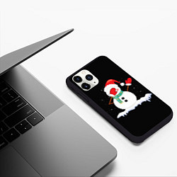 Чехол iPhone 11 Pro матовый Cartoon Dab Snowman, цвет: 3D-черный — фото 2