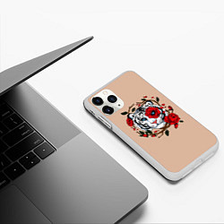 Чехол iPhone 11 Pro матовый White Tiger Symbol, цвет: 3D-белый — фото 2