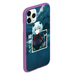 Чехол iPhone 11 Pro матовый Евангелион Neon Genesis Evangelion, Рей Аянами, цвет: 3D-фиолетовый — фото 2