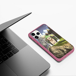 Чехол iPhone 11 Pro матовый Ван-Пис One Piece, Зоро Ророноа Zoro Roronoa, цвет: 3D-малиновый — фото 2