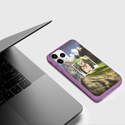 Чехол iPhone 11 Pro матовый Ван-Пис One Piece, Зоро Ророноа Zoro Roronoa, цвет: 3D-фиолетовый — фото 2