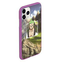 Чехол iPhone 11 Pro матовый Ван-Пис One Piece, Зоро Ророноа Zoro Roronoa, цвет: 3D-фиолетовый — фото 2