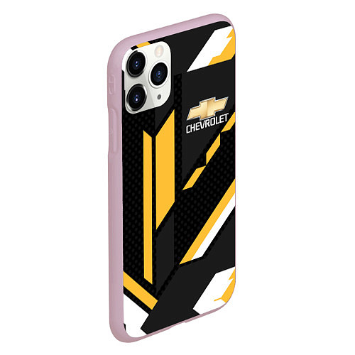 Чехол iPhone 11 Pro матовый CHEVROLET GEOMETRY LINES SPORT / 3D-Розовый – фото 2