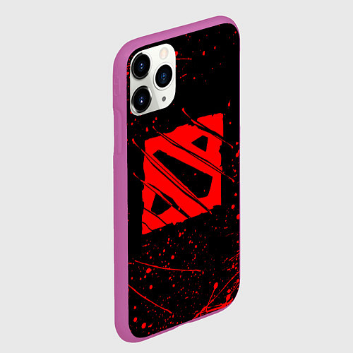 Чехол iPhone 11 Pro матовый DOTA 2 БРЫЗГИ КРАСОК, КРОВЬ / 3D-Фиолетовый – фото 2