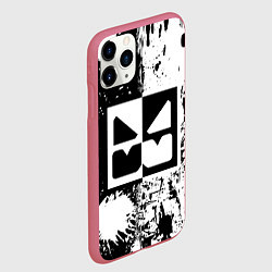 Чехол iPhone 11 Pro матовый GEOMETRY DASH BLACK & WHITE SMILE, цвет: 3D-малиновый — фото 2