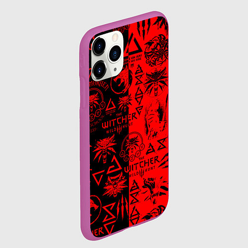 Чехол iPhone 11 Pro матовый THE WITCHER LOGOBOMBING BLACK RED / 3D-Фиолетовый – фото 2