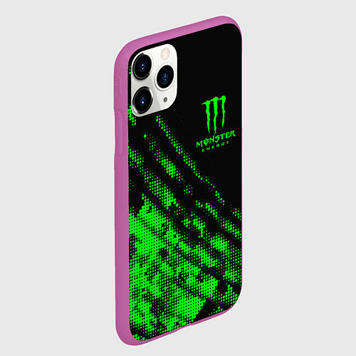Чехол iPhone 11 Pro матовый Monster Energy Текстура / 3D-Фиолетовый – фото 2