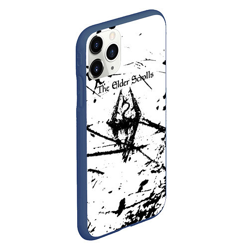 Чехол iPhone 11 Pro матовый The Elder Scrolls брызги в разные стороны / 3D-Тёмно-синий – фото 2