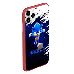 Чехол iPhone 11 Pro матовый Sonic со скоростью звука, цвет: 3D-красный — фото 2