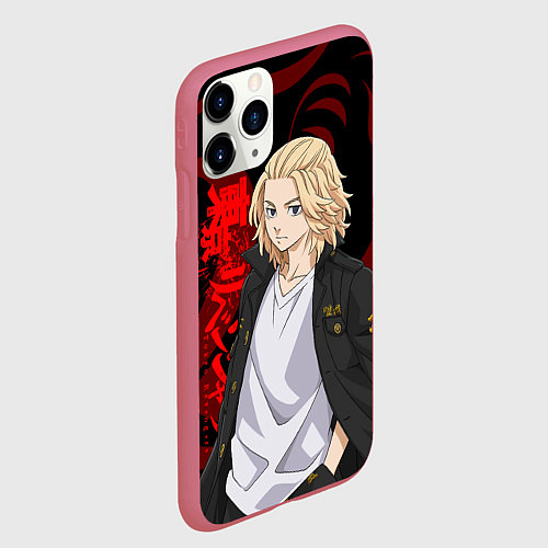 Чехол iPhone 11 Pro матовый МАЙКИ МАНДЗИРО САНО КРАСНЫЙ ОРНАМЕНТ / 3D-Малиновый – фото 2