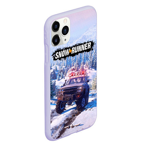 Чехол iPhone 11 Pro матовый SnowRunner Гонки по бездорожью / 3D-Светло-сиреневый – фото 2