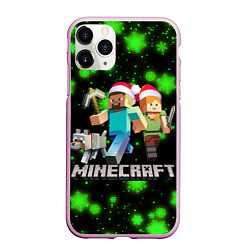 Чехол iPhone 11 Pro матовый НОВОГОДНИЙ MINECRAFT ГЕРОИ ИГРЫ