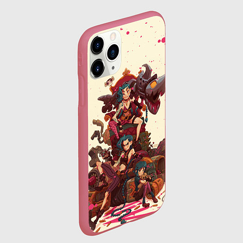 Чехол iPhone 11 Pro матовый ЛИГА ЛЕГЕНД JINX ARCANE / 3D-Малиновый – фото 2