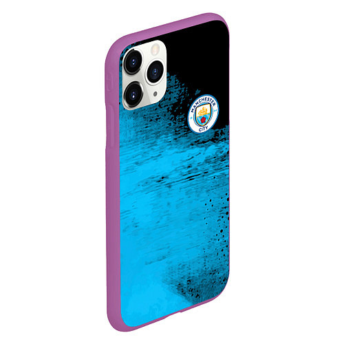 Чехол iPhone 11 Pro матовый Manchester City голубая форма / 3D-Фиолетовый – фото 2