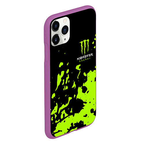 Чехол iPhone 11 Pro матовый Monster Energy green / 3D-Фиолетовый – фото 2