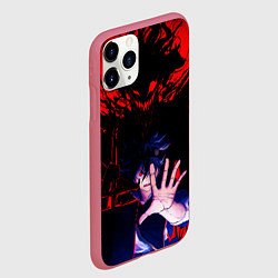 Чехол iPhone 11 Pro матовый Аста и его черный демон Черный клевер, цвет: 3D-малиновый — фото 2