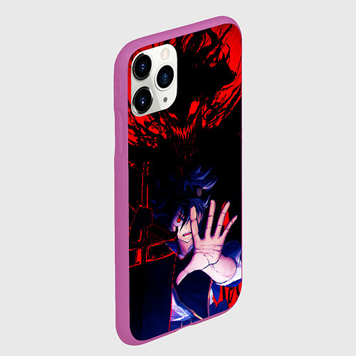 Чехол iPhone 11 Pro матовый Аста и его черный демон Черный клевер / 3D-Фиолетовый – фото 2
