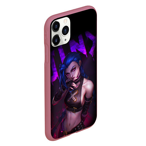 Чехол iPhone 11 Pro матовый JINX ARCANE НАДПИСЬ LEAGUE OF LEGENDS / 3D-Малиновый – фото 2