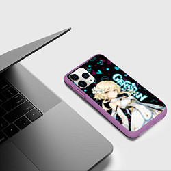 Чехол iPhone 11 Pro матовый ГЕНШИН ИМПАКТ ЛЮМИН, НЕОНОВЫЕ СЕРДЕЧКИ, цвет: 3D-фиолетовый — фото 2