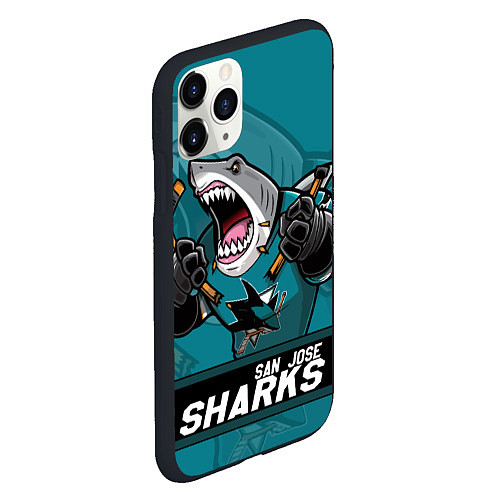 Чехол iPhone 11 Pro матовый San Jose Sharks, Сан Хосе Шаркс / 3D-Черный – фото 2
