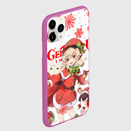 Чехол iPhone 11 Pro матовый КЛИ НОВОГОДНЯЯ, ГЕНШИН ИМПАКТ НОВЫЙ ГОД 2022 / 3D-Фиолетовый – фото 2